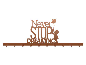 Długi wieszak ścienny Never stop dreaming 100 cm - miedziany