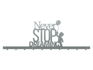 Długi wieszak ścienny Never stop dreaming 100 cm - srebrny