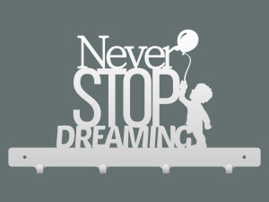 Krótki wieszak ścienny Never stop dreaming 40 cm - biały matowy