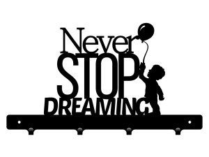 Krótki wieszak ścienny Never stop dreaming 40 cm - czarny mat