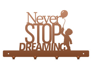 Krótki wieszak ścienny Never stop dreaming 40 cm - miedziany