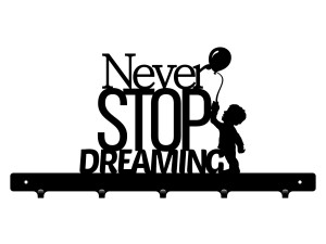 Wieszak ścienny Never stop dreaming 50 cm - czarny mat