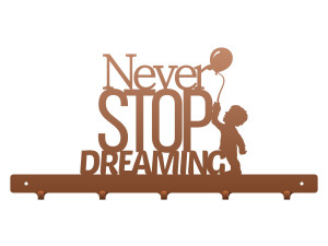 Wieszak ścienny Never stop dreaming 50 cm - miedziany