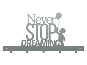 Wieszak ścienny Never stop dreaming 50 cm - srebrny