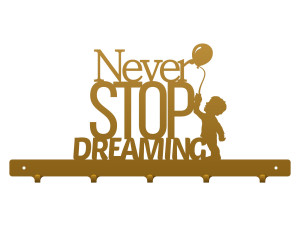 Wieszak ścienny Never stop dreaming 50 cm - złoty