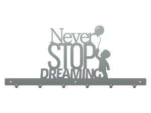 Wieszak ścienny Never stop dreaming 60 cm - srebrny