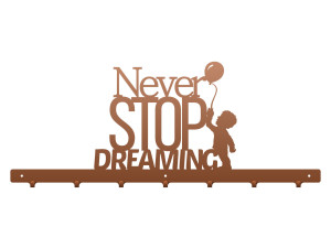 Wieszak ścienny Never stop dreaming 70 cm - miedziany