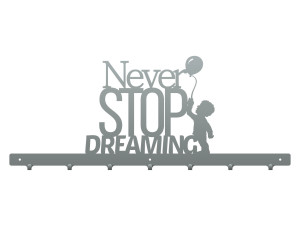 Wieszak ścienny Never stop dreaming 70 cm - srebrny