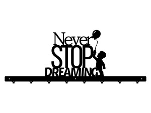 Wieszak ścienny Never stop dreaming 80 cm - czarny mat