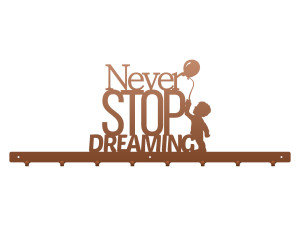 Wieszak ścienny Never stop dreaming 80 cm - miedziany