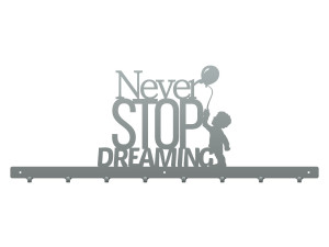 Wieszak ścienny Never stop dreaming 80 cm - srebrny