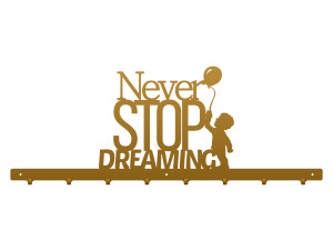 Wieszak ścienny Never stop dreaming 80 cm - złoty