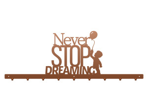 Wieszak ścienny Never stop dreaming 90 cm - miedziany