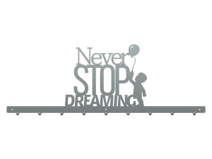 Wieszak ścienny Never stop dreaming 90 cm - srebrny