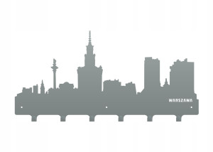 Duży wieszak metalowy na ubrania Miasto WIE097 - srebrny