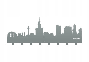 Duży wieszak metalowy na ubrania Miasto WIE097 80 cm - srebrny