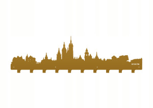 Duży wieszak metalowy na ubrania Miasto WIE099 100 cm - złoty