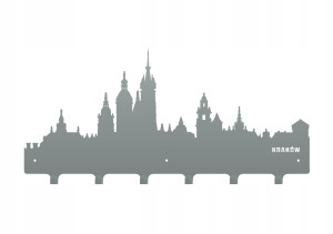 Duży wieszak metalowy na ubrania Miasto WIE099 60 cm - srebrny