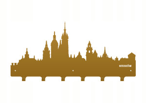 Duży wieszak metalowy na ubrania Miasto WIE099 60 cm - złoty