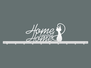 Długi wieszak metalowy na ubrania Home sweet home 100 cm - biały matowy