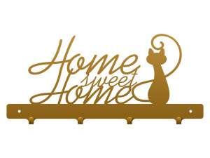 Krótki wieszak metalowy na ubrania home sweet home 40 cm - złoty