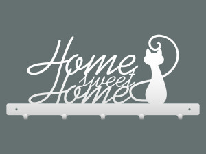 Wieszak metalowy na ubrania Home sweet home 50 cm - biały matowy