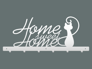 Wieszak metalowy na ubrania Home sweet home 60 cm - biały matowy