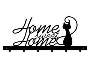 Wieszak metalowy na ubrania Home sweet home 60 cm - czarny mat