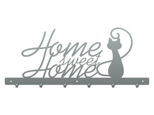 Wieszak metalowy na ubrania Home sweet home 60 cm - srebrny