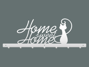 Wieszak metalowy na ubrania Home sweet home 70 cm - biały matowy