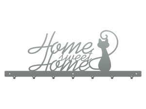 Wieszak metalowy na ubrania Home sweet home 70 cm - srebrny
