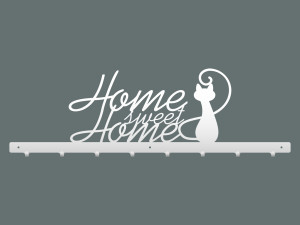 Wieszak metalowy na ubrania Home sweet home 80 cm - biały matowy