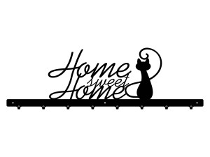 Wieszak metalowy na ubrania Home sweet home 80 cm - czarny matowy
