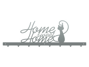 Wieszak metalowy na ubrania Home sweet home 80 cm - srebrny