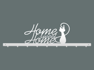 Wieszak metalowy na ubrania Home sweet home 90 cm - biały matowy