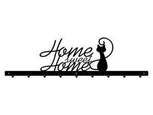 Wieszak metalowy na ubrania Home sweet home 90 cm - czarny matowy