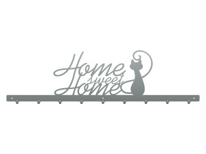 Wieszak metalowy na ubrania Home sweet home 90 cm - srebrny