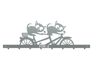 Wieszak metalowy na ubrania Koty 80 cm - srebrny