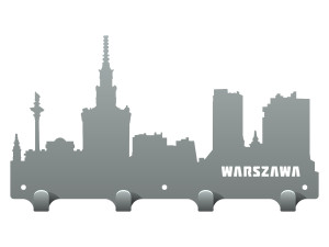Wieszak na ubrania miasto Warszawa 30 cm - srebrny