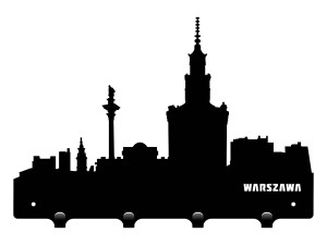Wieszak metalowy miasto Warszawa 40 cm - czarny matowy