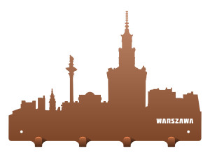 Wieszak metalowy miasto Warszawa 40 cm - miedziany