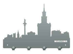 Wieszak metalowy miasto Warszawa 40 cm - srebrny