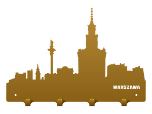 Wieszak metalowy miasto Warszawa 40 cm - złoty