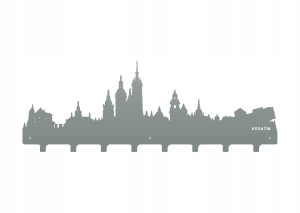 Duży wieszak metalowy na ubrania Miasto WIE099 80 cm - srebrny