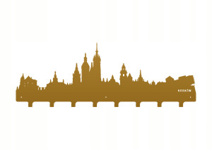 Duży wieszak metalowy na ubrania Miasto WIE099 80 cm - złoty