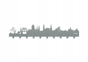 Duży wieszak metalowy miasto Gdańsk 100 cm - srebrny