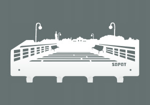 Wieszak metalowy miasto Sopot 40 cm - biały matowy