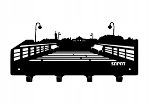 Wieszak metalowy miasto Sopot 40 cm - czarny mat