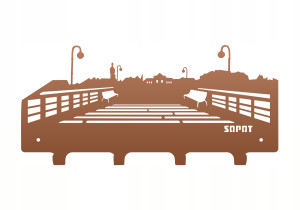 Wieszak metalowy miasto Sopot 40 cm - miedziany