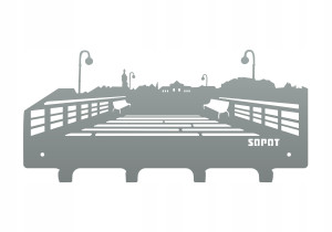 Wieszak metalowy miasto Sopot 40 cm - srebrny